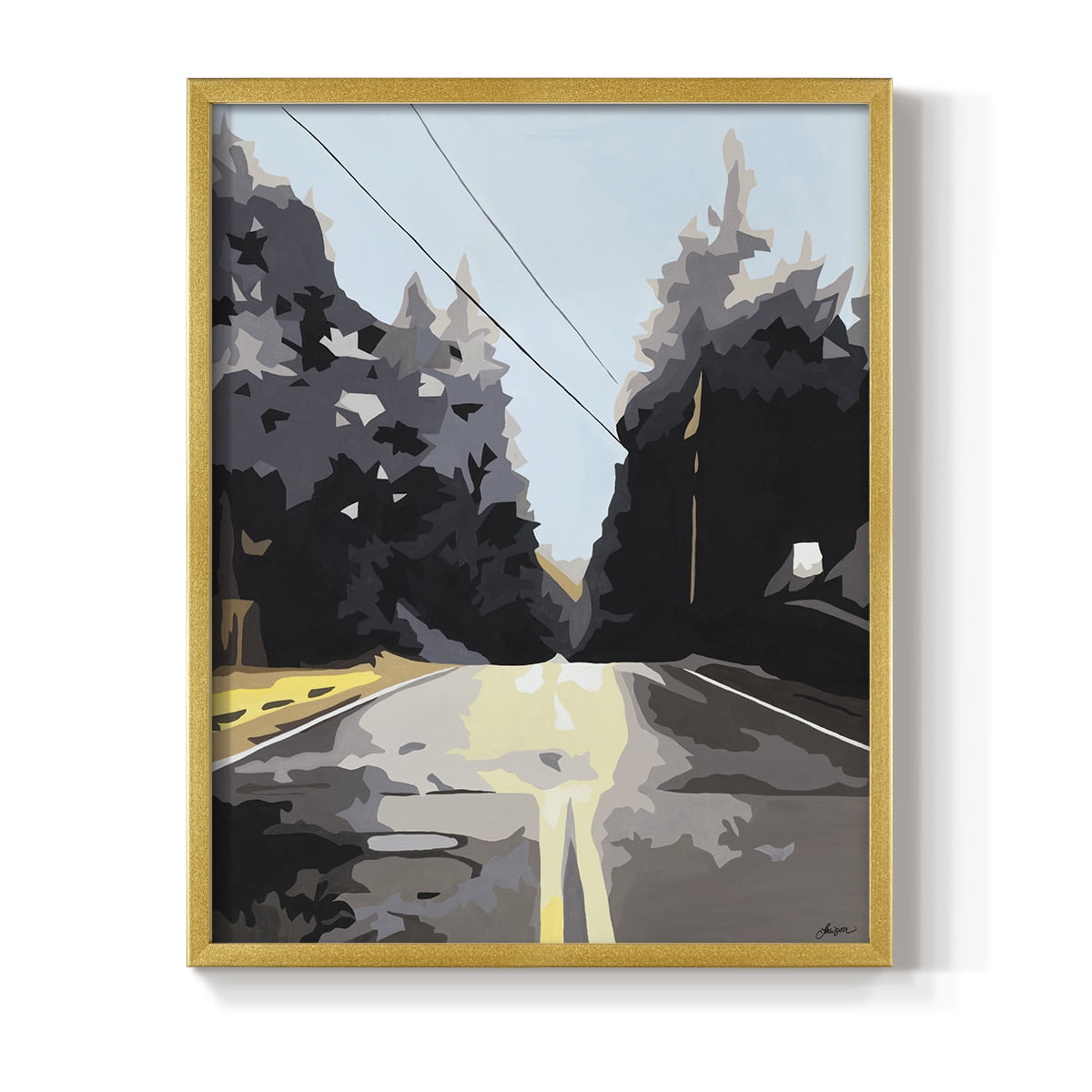 THE ROAD LESS TRAVELED Framed Print in Gold Solid Wood Framed Print No Nail Hanging