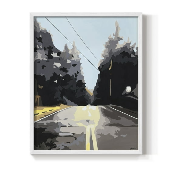THE ROAD LESS TRAVELED Framed Print in White Solid Wood Framed Print No Nail Hanging