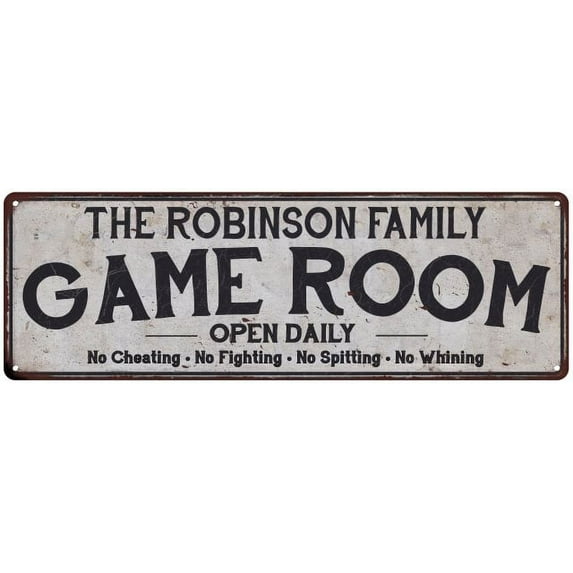 THE ROBINSON FAMILY Gift Game Room Country Metal 6x18 Sign 206180042834