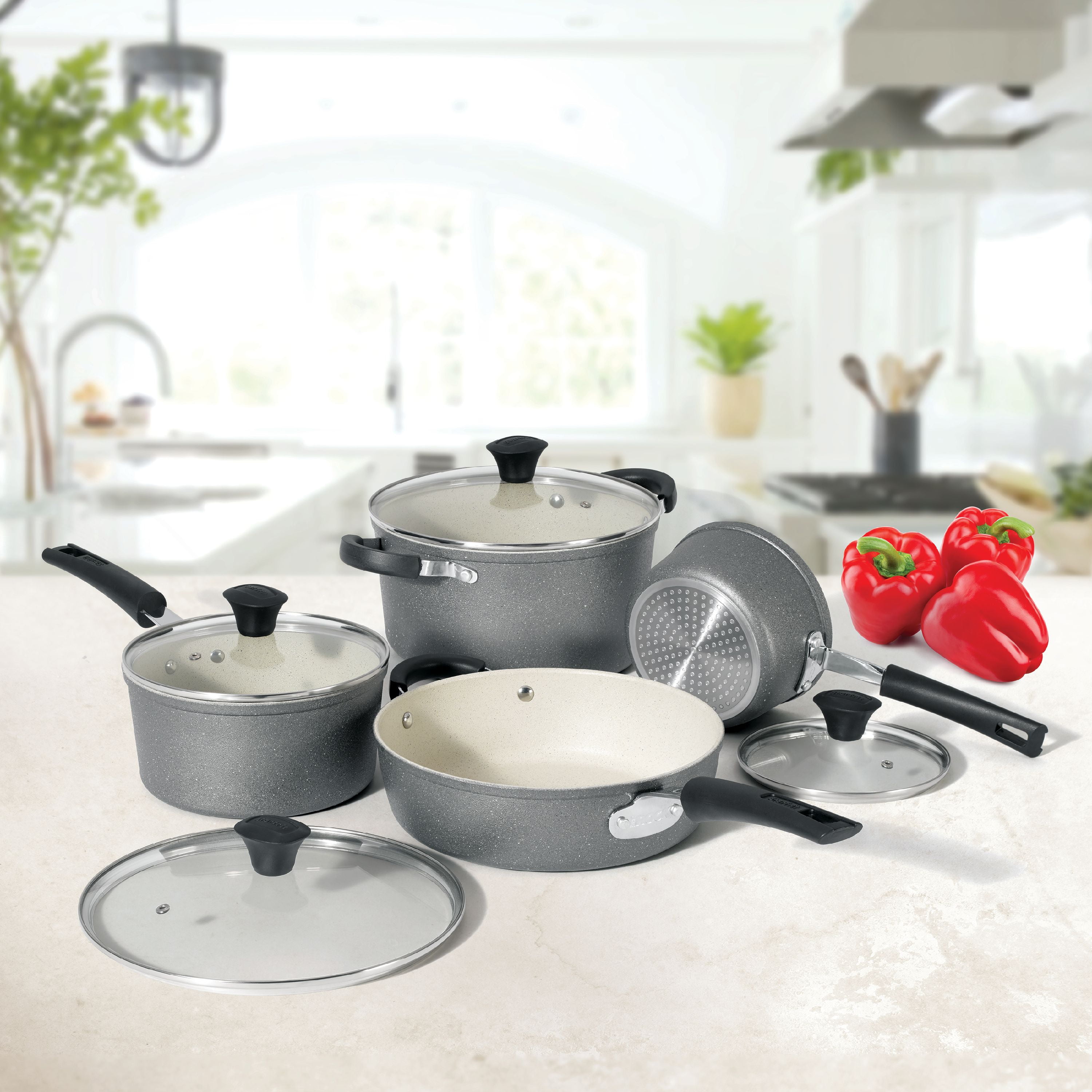THE ROCK by Starfrit 0302890010000 8 Piece Cookware Set with Ceramic Coating