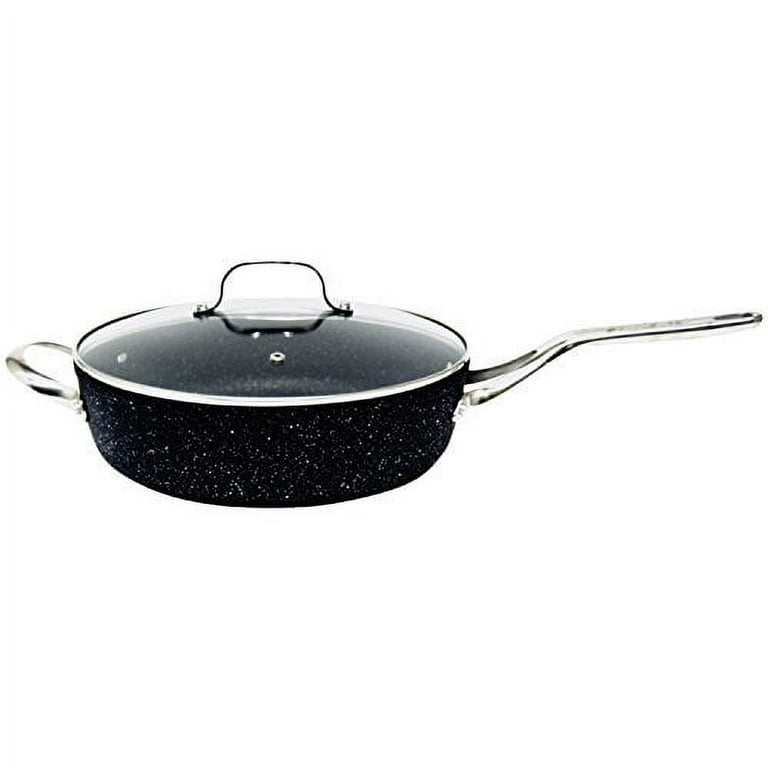 Starfrit The Rock 11 Deep Fry Pan with Glass Lid, Black/Silver 