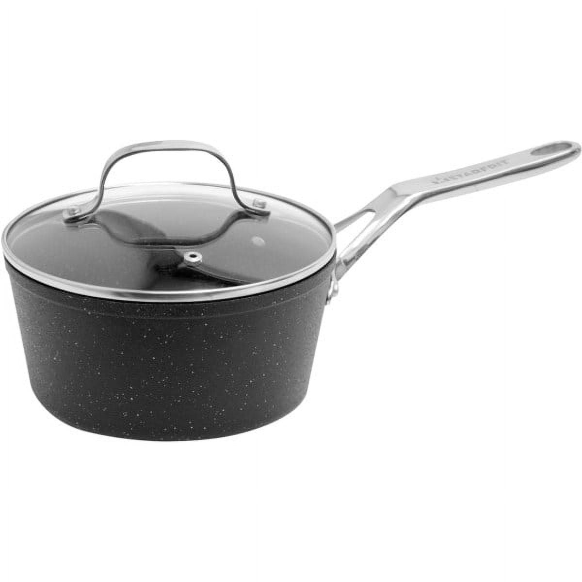 Utopia Kitchen 2 Quart Nonstick Saucepan with Glass Lid - Multipurpose Use  for Home Kitchen or Restaurant (Grey-Black)