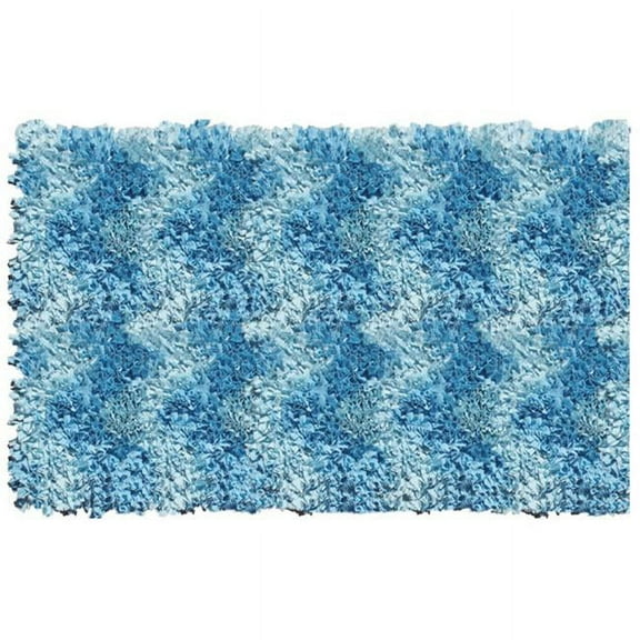 THE RUG MARKET02283B Shaggy Raggy Blue Chevron Rug