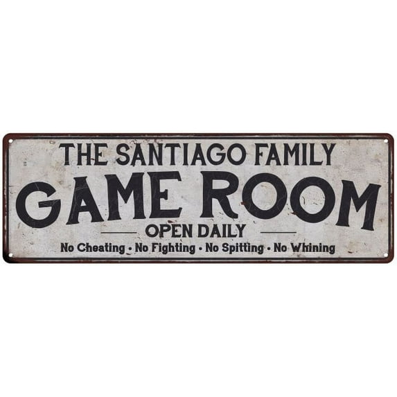THE SANTIAGO FAMILY Game Room Country Metal 8x24 Sign 108240042861