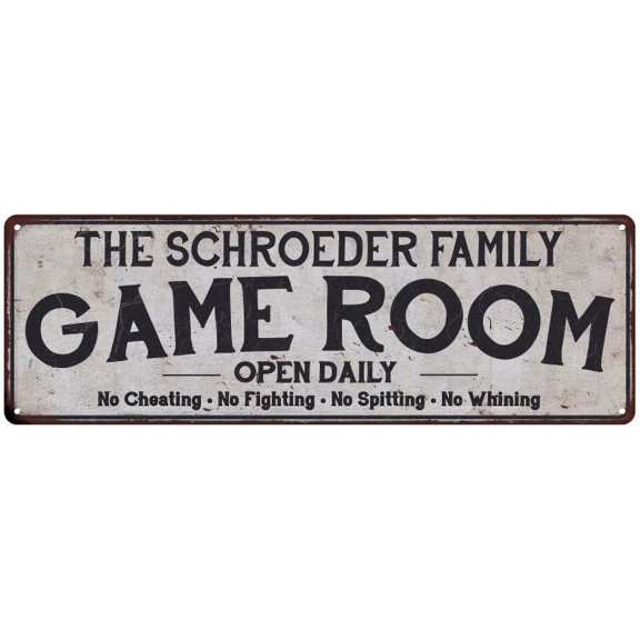 THE SCHROEDER FAMILY Game Room Country Metal 8x24 Sign 108240042945