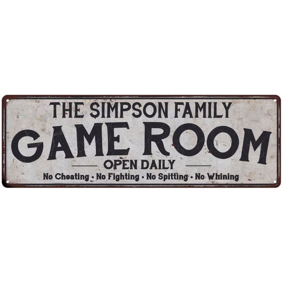 THE SIMPSON FAMILY Game Room Country Metal 6x18 Sign 106180042650