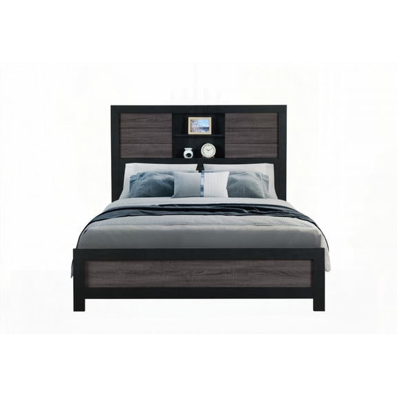 THE SOLUTO BOOKCASE-KING BED IN GREY AND BLACK