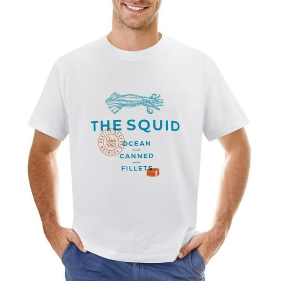 THE SQUID Men’s T-Shirt 100% Cotton Casual Short Sleeve Tops Gift Tee White 5XL
