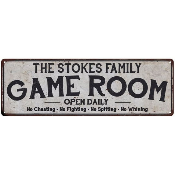 THE STOKES FAMILY Game Room Country Metal 8x24 Sign 108240042505