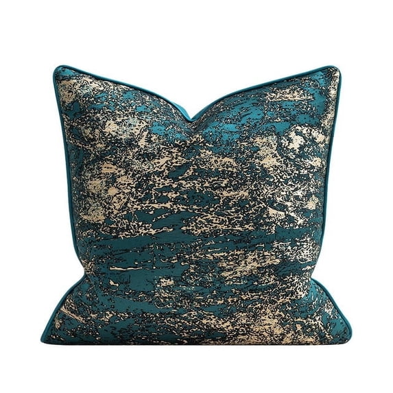 THE-TINOART Modern Luxury Jacquard Velvet Throw Pillow Cover 22x22 Green and Gold Splash Accent Couch Pillow Case for Sofa Couch Bedroom Living Room Decoration - 1 Pack