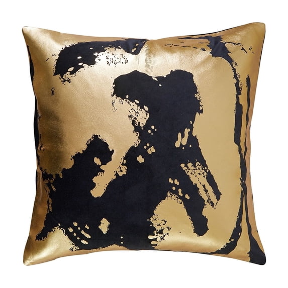 THE-TINOART Modern Luxury Abstract Velvet Throw Pillow Cover 22x22 Inch Set of 1 Contemporary Foiled Black and Gold Decorative Couch Pillow Case for Sofa Cushion Living Room Bedroom