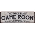 thumbnail image 1 of THE VANCE FAMILY Game Room Country Metal 8x24 Sign 108240042296, 1 of 1