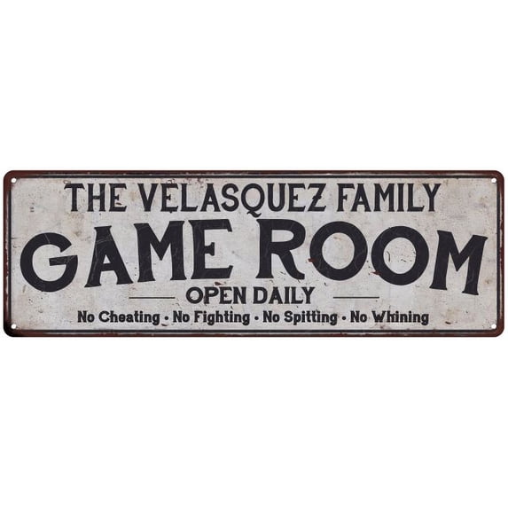 THE VELASQUEZ FAMILY Game Room Country Metal 8x24 Sign 108240042948