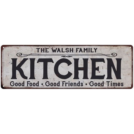 THE WALSH FAMILY KITCHEN Gift Chic Metal Sign 6x18 206180039266