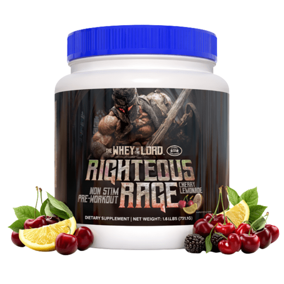 THE WHEY OF THE LORD Righteous Rage Non Stim Preworkout Supplement Powder, Hydration, Muscle, Workout Performance (Cherry Lemonade)