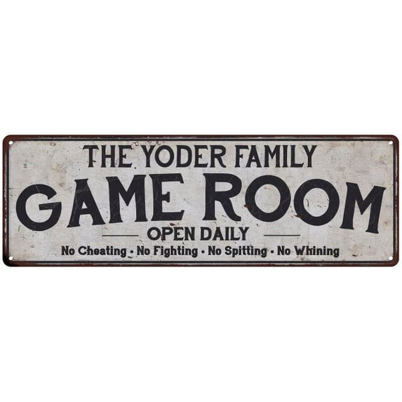 THE YODER FAMILY Game Room Country Metal 8x24 Sign 108240042303