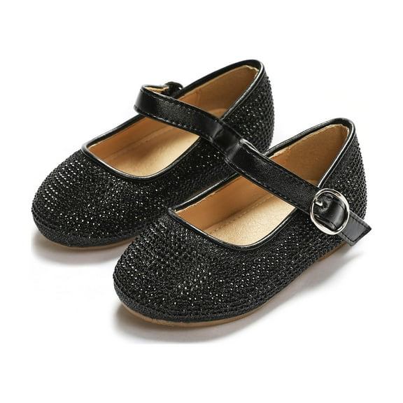 THEE BRON Girls Kids School Dress Ballet Shoes-Toddler Cute Bow Tie Mary Jane Flats (27-Black,10M)