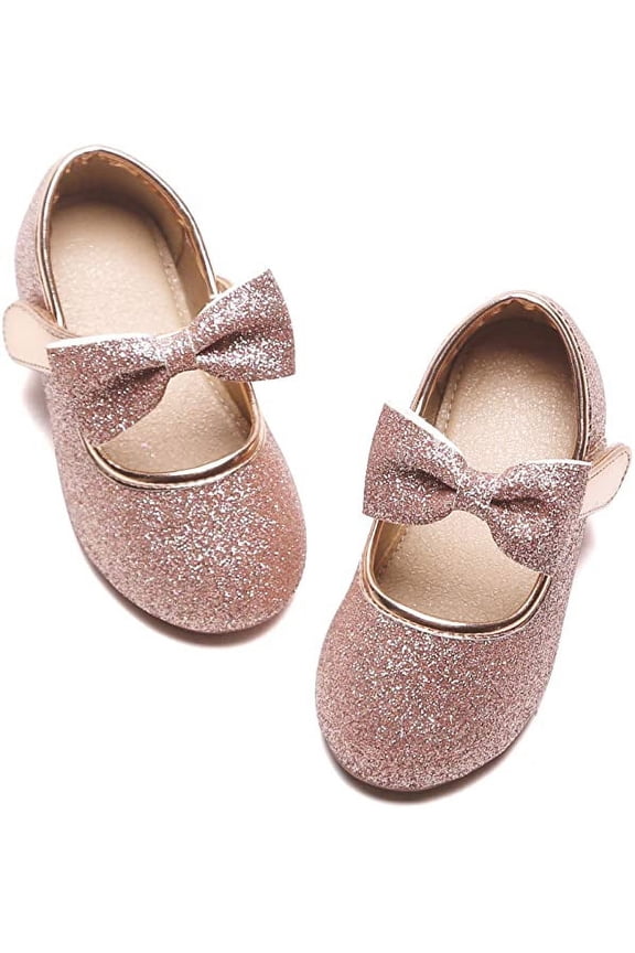 Girls Kids School Dress Ballet Shoes-Toddler Cute Bow Tie Mary Jane Flats (810-Rose,3M)