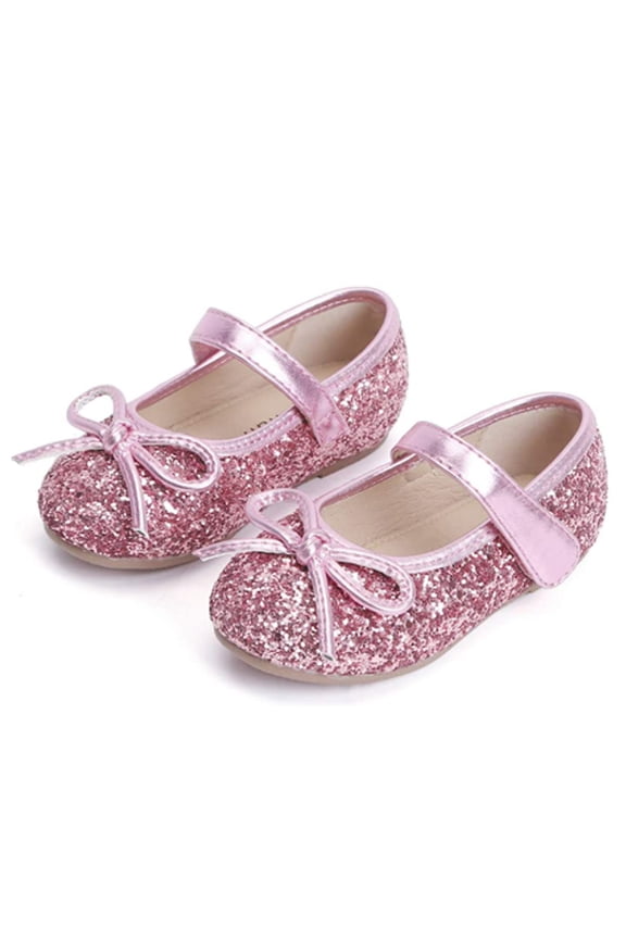 Girls Kids School Dress Ballet Shoes-Toddler Cute Bow Tie Mary Jane Flats-Pink