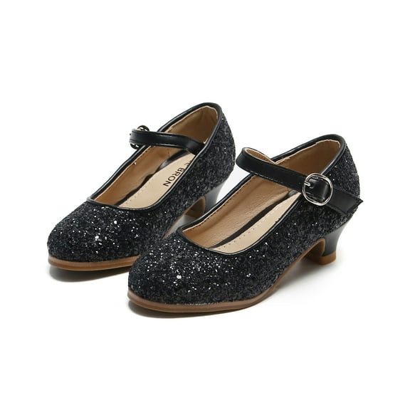 THEE BRON Toddler Flower Girl Gold Giltter High Heels Princess Dress Shoes