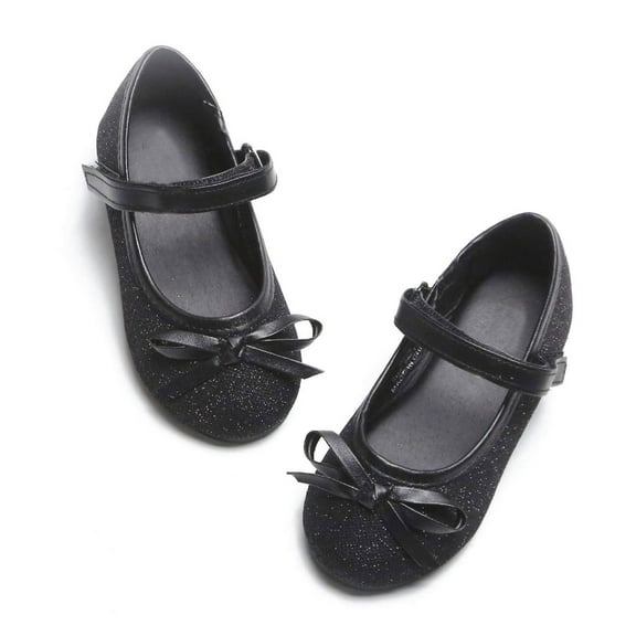 THEE BRON Toddler Girl Mary Jane Party Princess Wedding Dress Shoes（708-Black,8M）