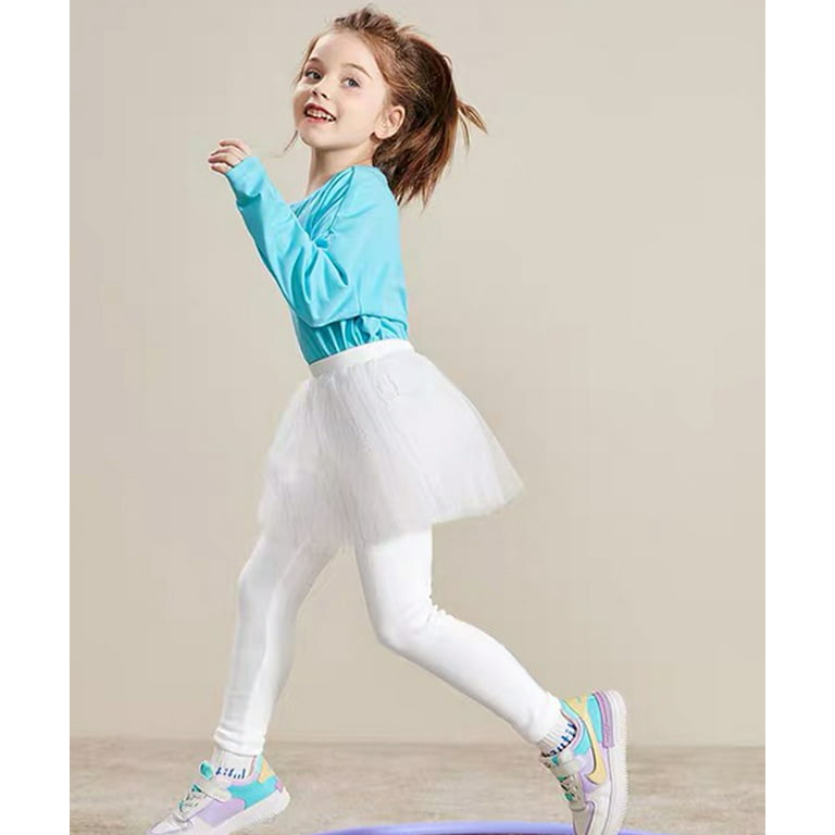 THEE BRON Toddler/Little Girls Basic Cotton Ankle Leggings Pants (2-6Years,  White)