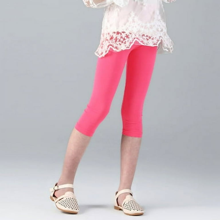 THEE BRON Toddler Little Girls Basic Cotton Capri Leggings Pants