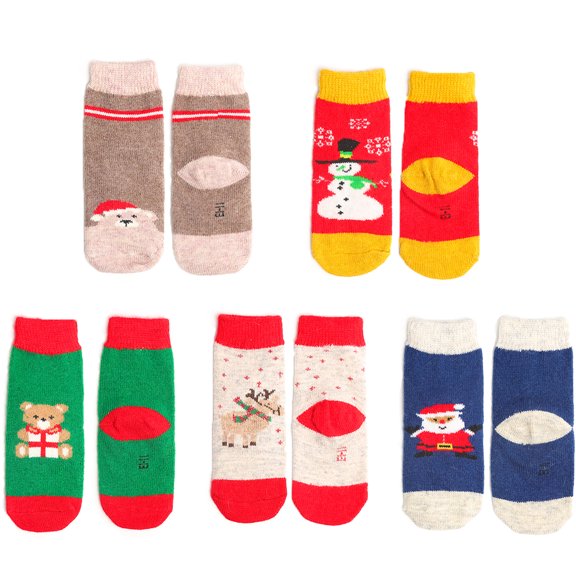 THEE BRON Toddler/Little Girls Cotton Christmas Party Sock(10Pack,5/7)