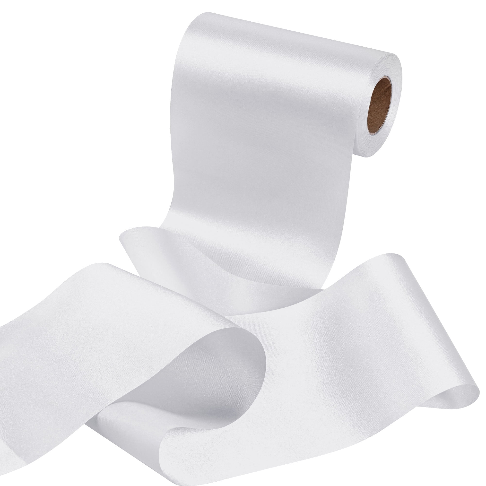 THEGLY 6 Inch 25 Yards White Satin Ribbon for Grand Opening Cutting ...