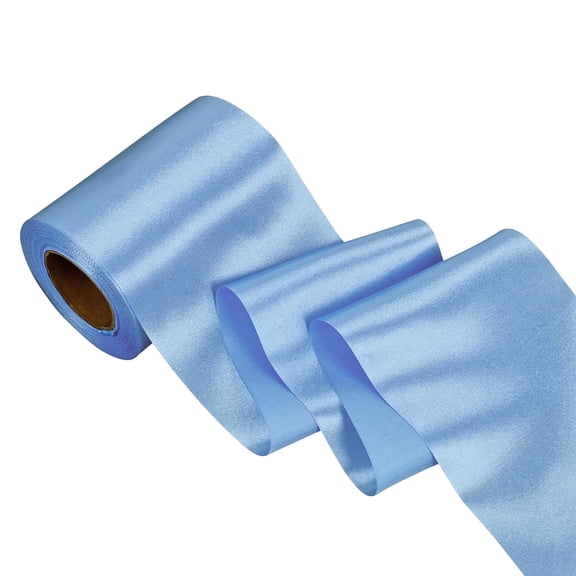 THEGLY Dusty Blue Satin Ribbon 4 inch 25 Yards, Wide Fabric Silk Ribbon for Gift Wrapping, Grand Opening Ceremony, Chair Sash, Table Decor, Hair Bows, Car Bows & DIY Craft Sewing
