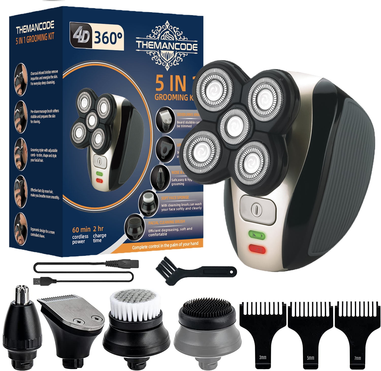 THEMANCODE 5 in 1 Electric Head Hair Shavers, Waterproof Razor Grooming