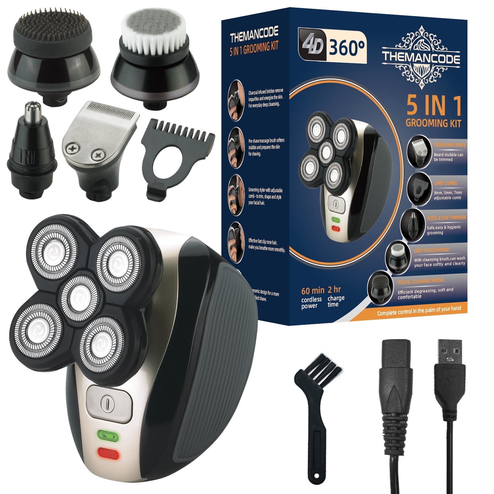 Walmart Elec Razor THEMANCODE 5-in-1 Head Shavers for Bald Men, Rechargeable Waterproof ...