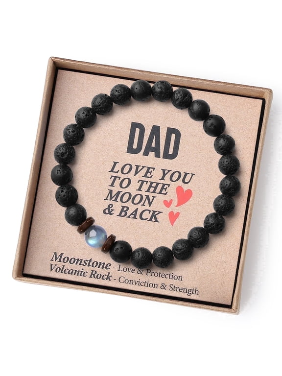 Gift for Dad Birthday Best Dad Ever Men Bracelets Unique Present Black Beaded Bracelet Fathers Gifts