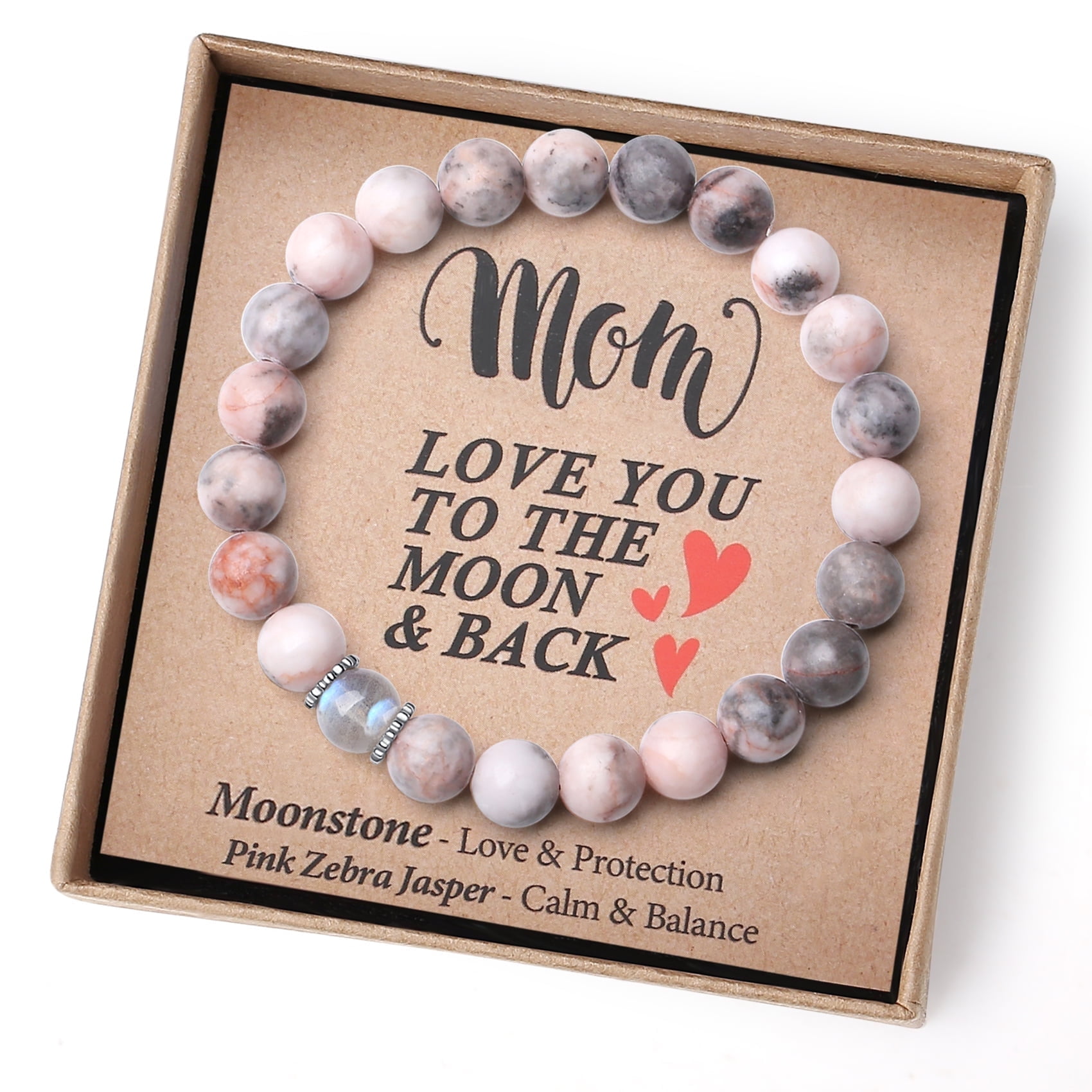 THEMEROL Mothers Day Gifts for Mom from Daughter Son Women Birthday Cards Presents Her Moonstone Bracelet Best Mama Personalized Unique Handmade Easter Stuffers Christmas Stocking Valentines
