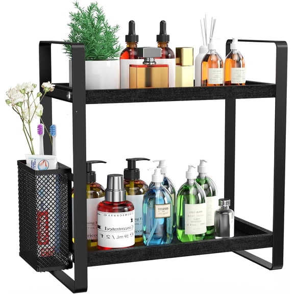 THENNIKIGO Coffee Rack Coffee Bar Accessories and Coffee Mug Cup Holder,Bathroom Organizers and Storage,kitchen organizers and storage,Spice Rack Organizer for Countertop(Black)