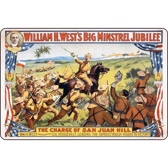 THEODORE ROOSEVELT ROUGH RIDERS | American War 1898 - Metal Tin Sign, 812 Inch for War Poster Wall Decor, Military History Vintage Style