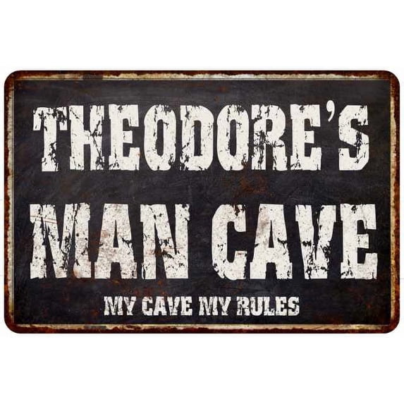 THEODORE'S Man Cave Black Grunge Sign Home Decor Gift Cave Funny 208120004484