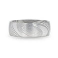 thumbnail image 1 of THEON Domed Brushed Damascus Steel Men’s Wedding Band with A Vivid Etched Design - 6mm & 8mm, 1 of 1