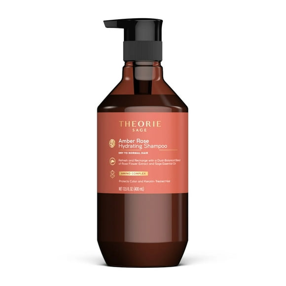 THEORIE Amber Rose Hydrating Shampoo, Refresh & Hydrate with Rose, Jasmine & Amber Scent, For All Hair Types, Color & Keratin Safe, 400ML