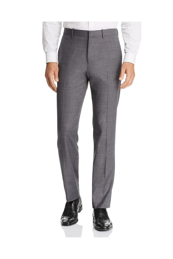 Mens Gray Flat Front, Check Classic Fit Suit Separate 30