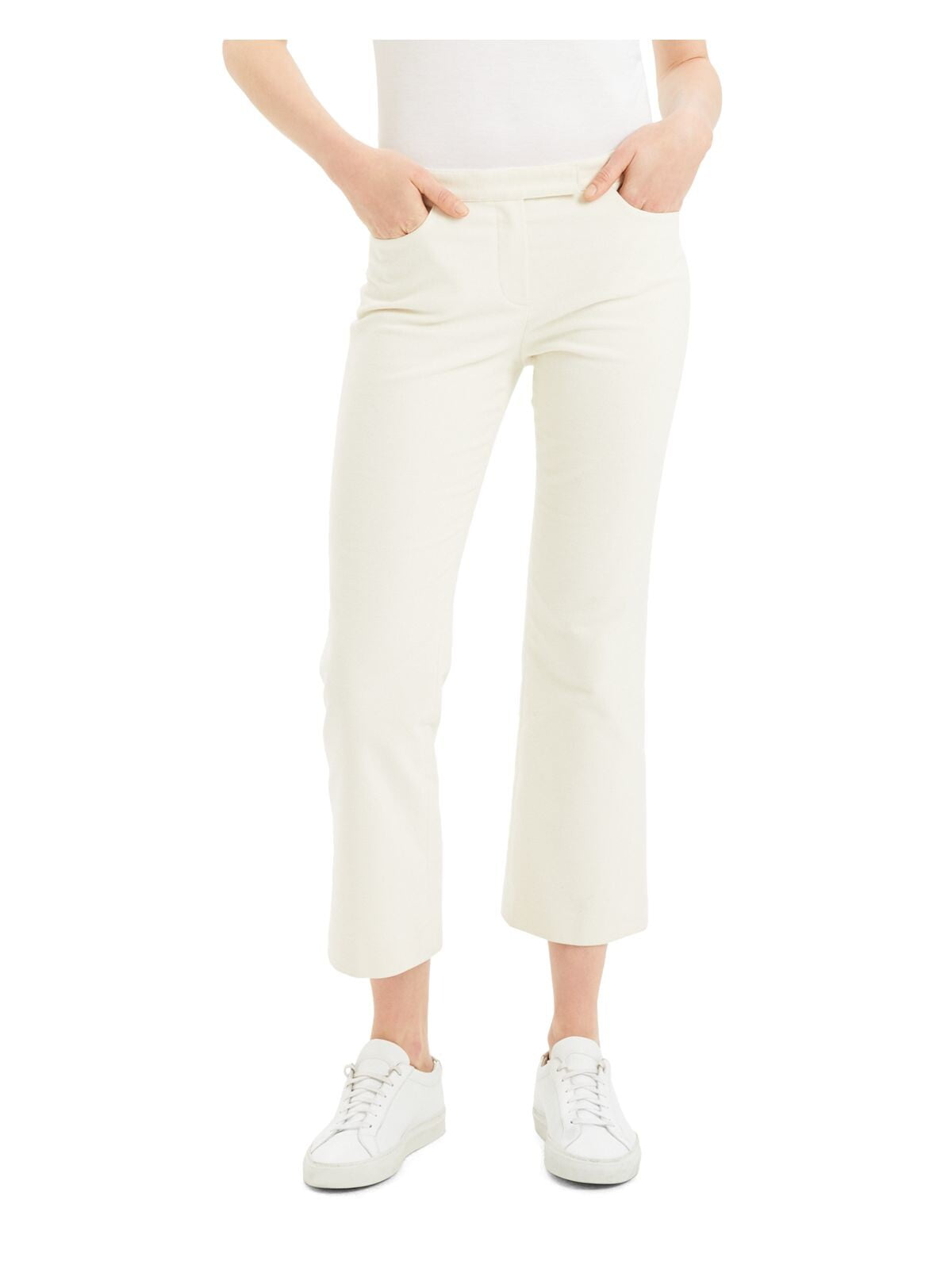 THEORY Womens Cropped Evening Pocketed 12 Ivory Zippered Pants