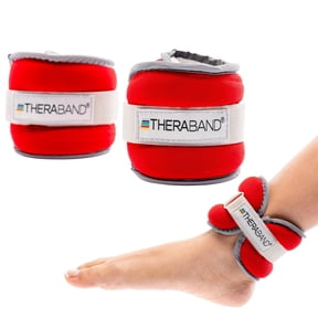 THERABAND Ankle Weights, Comfort Fit Wrist & Ankle Cuff Weight Set, Adjustable Walking Weights for Cardio, Home Workout, Ankle Strengthening & Physical Therapy, Red, 1 lb. Each, Set of 2, 2 Pounds