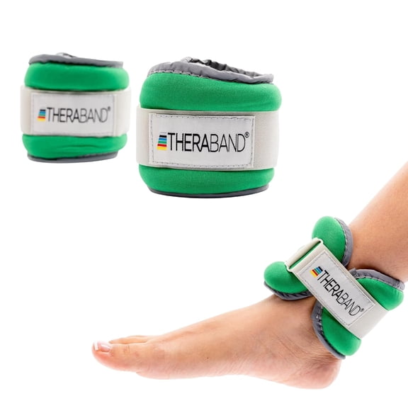 THERABAND Ankle Weights, Green, 1.5 lb Each, Set of 2