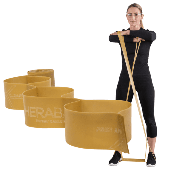 THERABAND CLX Resistance Band with Loops, 5-Foot Band, Gold, Max, Non-Latex, Elastic Band for Exercise, Mobility & Rehab, Stretching, Home Workouts, Color-Coded for Easy Resistance Levels
