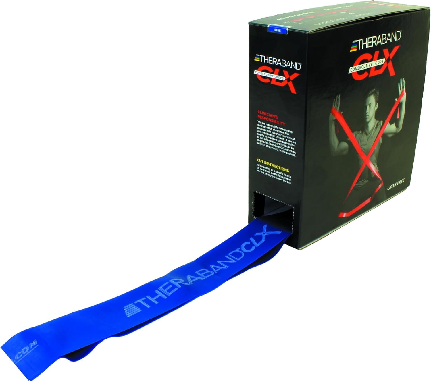 THERABAND CLX Resistance Band with Loops, 25 Yard Band, Blue, Extra Heavy, Non-Latex, Elastic Band for Exercise, Mobility & Rehab, Stretching, Home Workouts, Color-Coded for Easy Resistance Levels