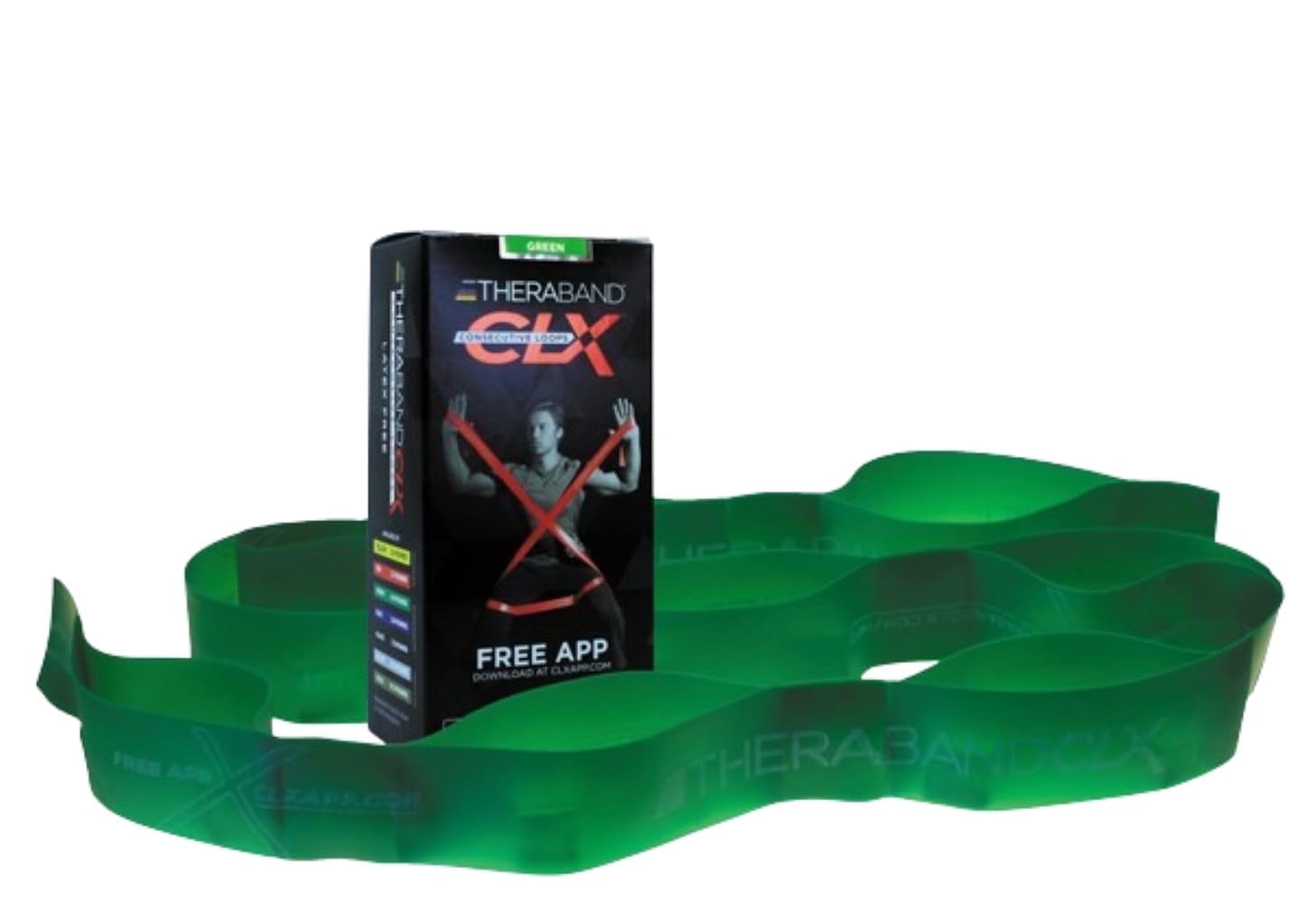 THERABAND CLX Resistance Band with Loops, 25 Yard Band, Green, Heavy, Non-Latex, Elastic Band for Exercise, Mobility & Rehab, Stretching, Home Workouts, Color-Coded for Easy Resistance Levels