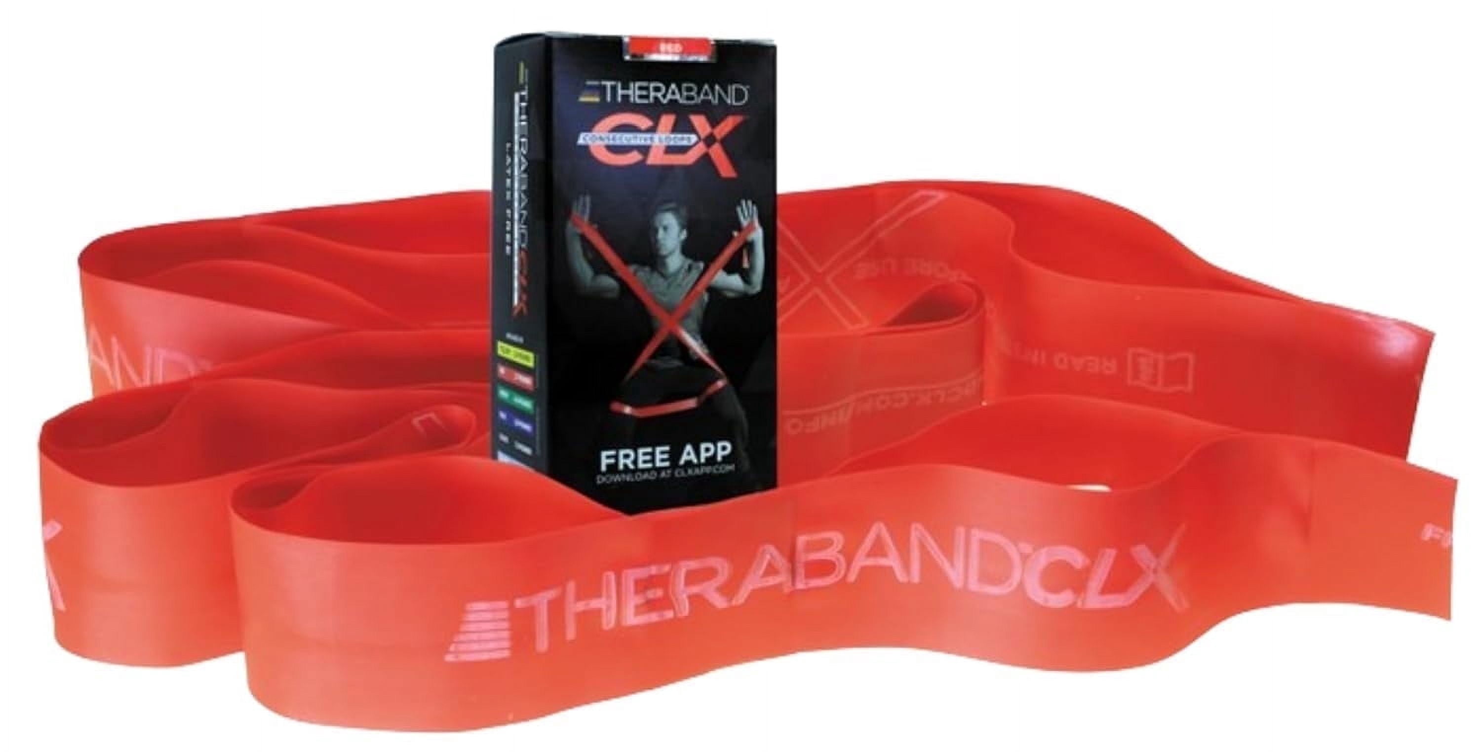 THERABAND CLX Resistance Band with Loops, 25 Yard Band, Red, Medium, Non-Latex, Elastic Band for Exercise, Mobility & Rehab, Stretching, Home Workouts, Color-Coded for Easy Resistance Levels