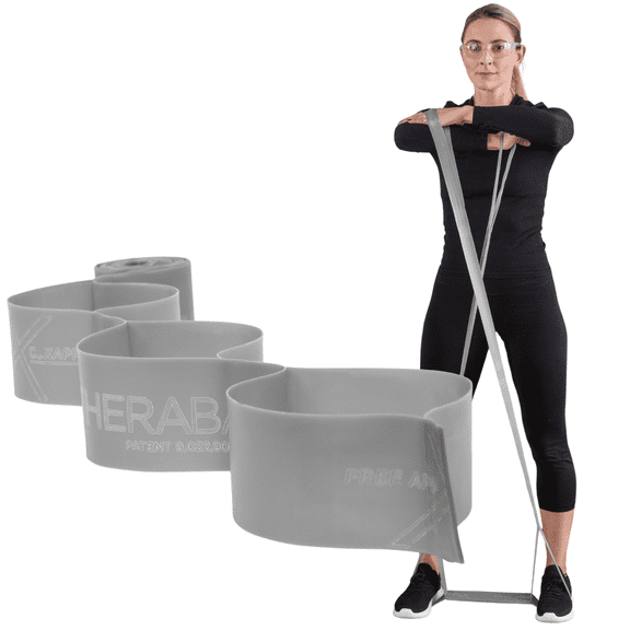 THERABAND CLX Resistance Band with Loops, 5 FT, Super Heavy, Silver, Advanced Level 2, Individual Band, Consecutive Loops, Full Body Workout, Physical Therapy, Latex Free, Upper and Lower Body