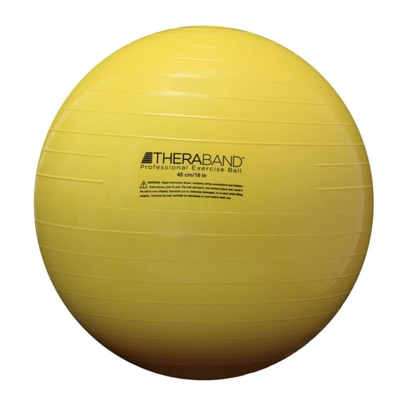 THERABAND Standard Exercise Ball, 18" Yellow Stability Trainer for 4'7"–5' Users, Yoga & Pilates Ball, Balance & Core Trainer, For Athletes Fitness at Gym & Home
