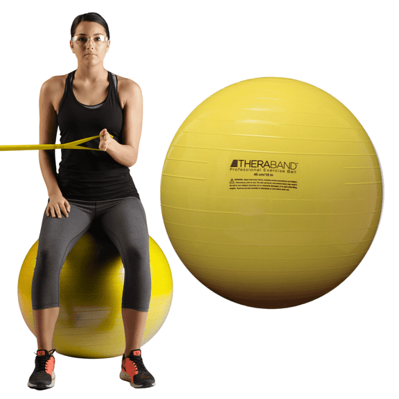 THERABAND Standard Exercise Ball, 18" Yellow Stability Trainer for 4'7"–5' Users, Yoga & Pilates Ball, Balance & Core Trainer, For Athletes Fitness at Gym & Home